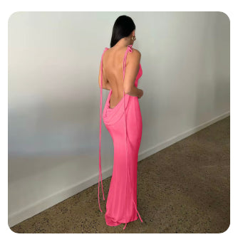 Doing My Thing Backless Dress - Neon Coral